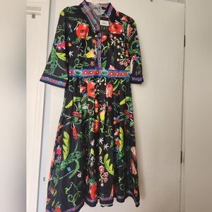 Floral Black Midi Dress